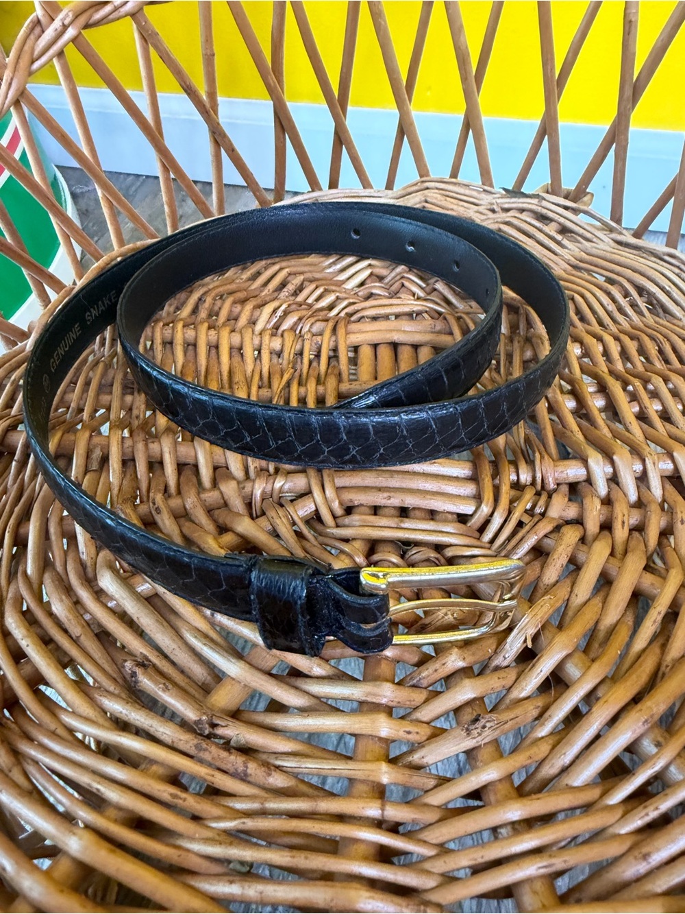 The Leather Store Genuine Snake Skin Belt black skinny women’s
